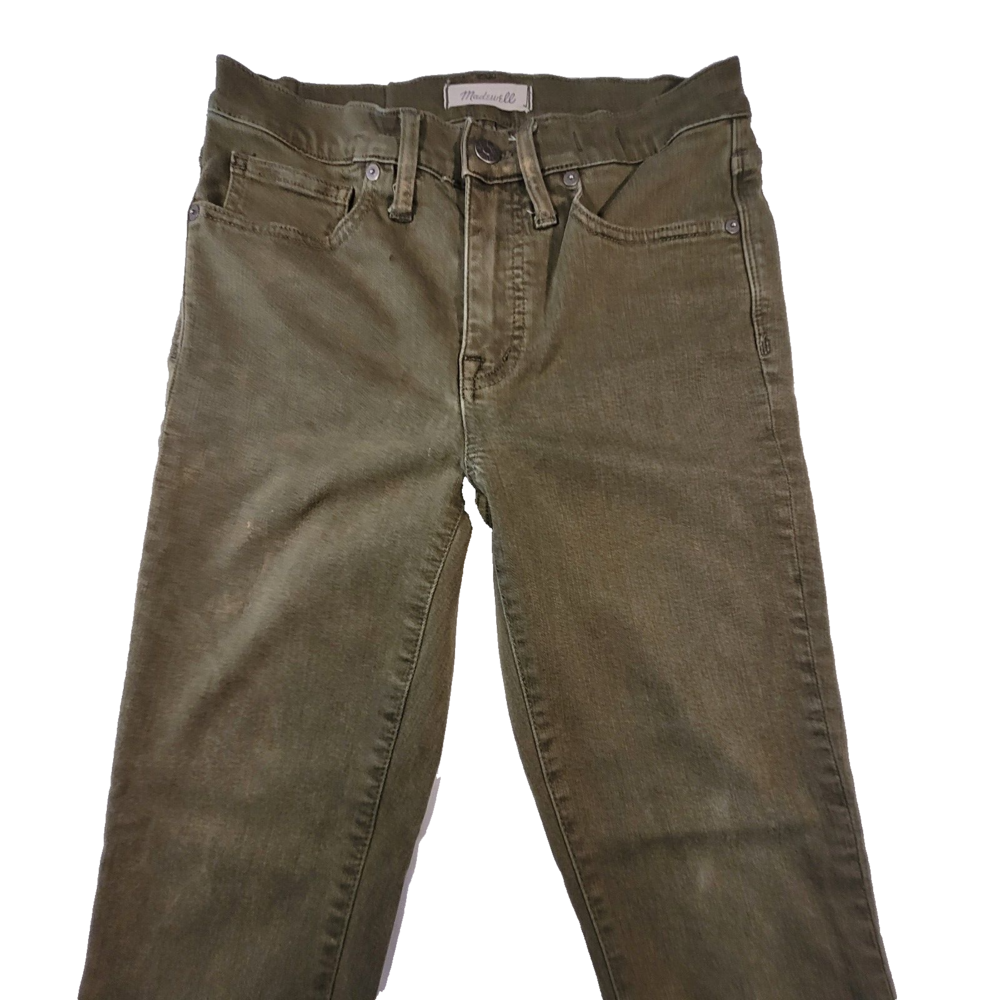 Madewell 9" High-Rise Skinny Jeans Women's Size 28 Stretch Crop Fringe Hem Green